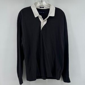 Abercrombie & Fitch Navy White Oversized Rugby Polo Shirt Men’s sz Small
